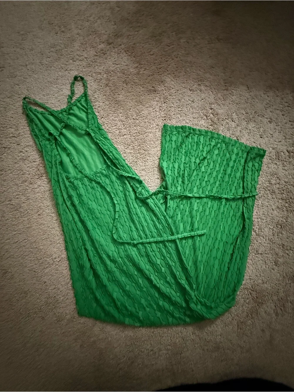 Green Textured Slip Dress - Picture 2 of 3